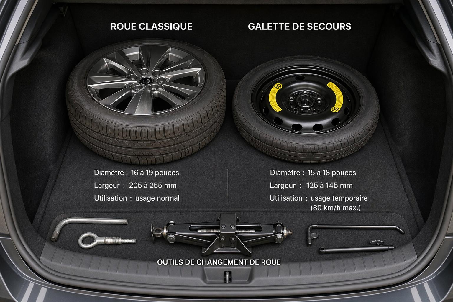 découvrez combien de kilomètres vous pouvez parcourir avec une roue de secours de type galette et les conseils pour rouler en toute sécurité.