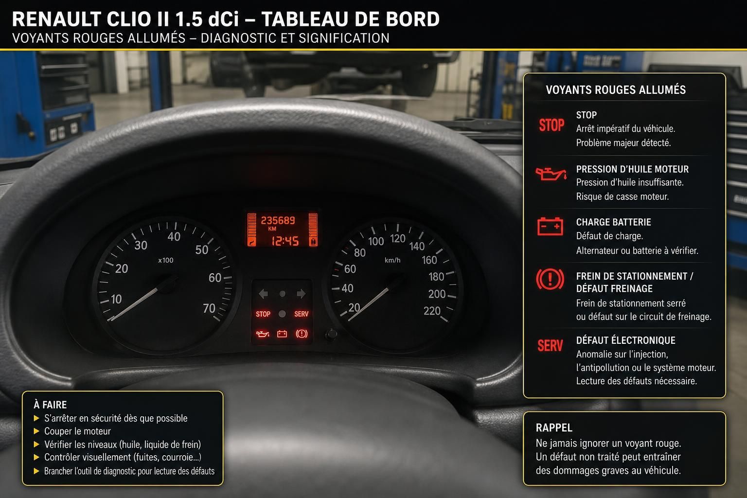 découvrez comment interpréter les voyants d'alerte de votre renault clio 2 1.5 dci pour assurer un entretien optimal et éviter les pannes.